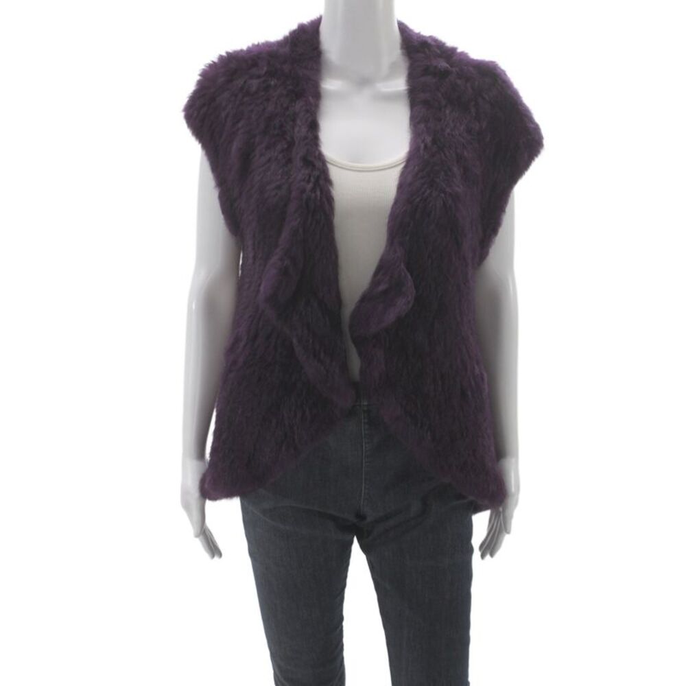 Alice + Olivia Women Purple Dyed Rabbit Fur Vest Bohemian Size S